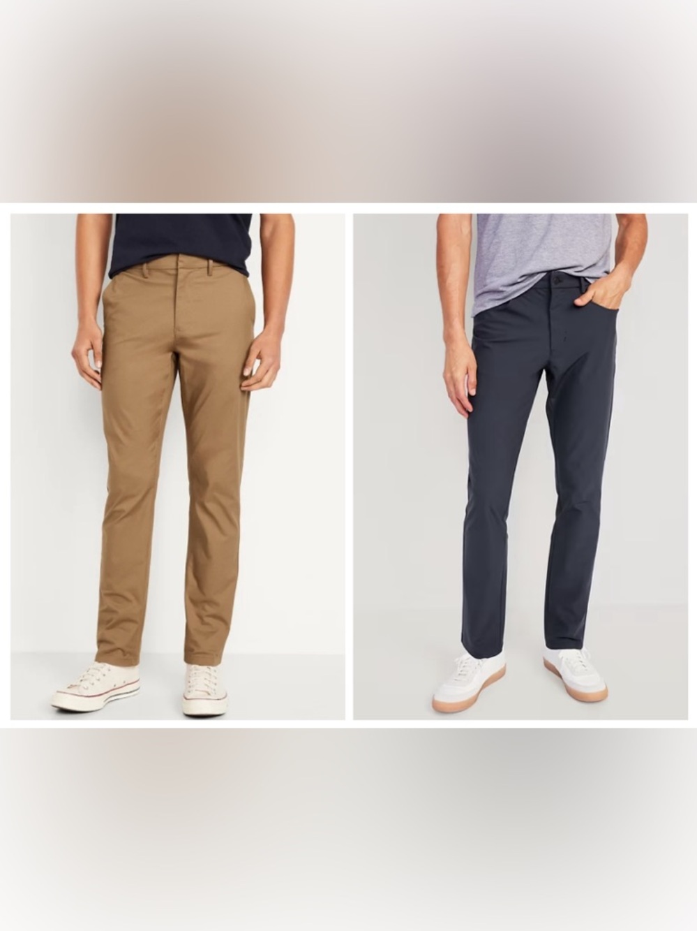 2 Pair Men’s Old Navy Ultimate Tech Slim Pants 38 X 32 navy and brown